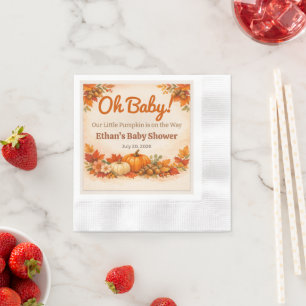 Feiern Sie Babypartys mit rustikalen Herbstkürbiss Serviette