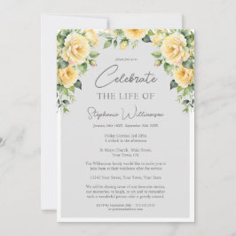 Feiern Sie das Leben von 4 Foto Gelben Rose Beerdi Einladung