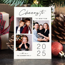 Feiern Sie das neue Jahr mit einem modernen 3-Foto Feiertagskarte