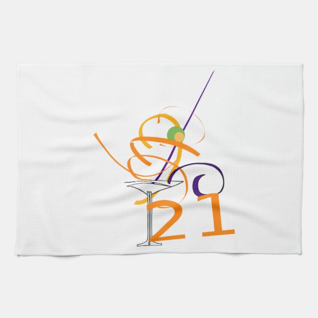 Feiern Sie den 21. Cocktail Geschirrtuch (Horizontal)