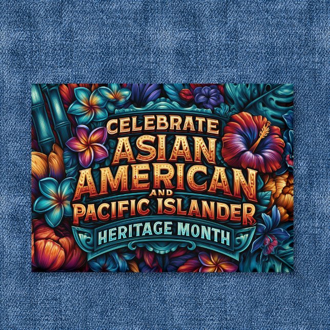 Feiern Sie den AAPI-Erbe-Monat Tropische Foliage Button (Von Creator hochgeladen)
