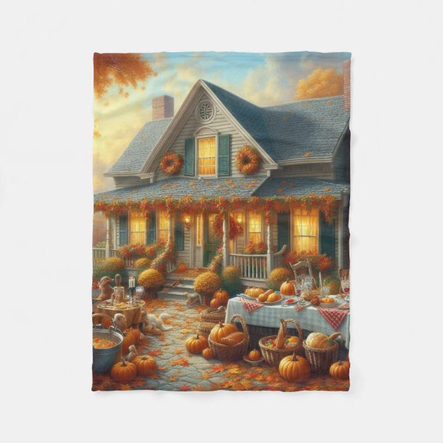 Feiern Sie den Herbstschwung mit gemütlichem Charm Fleecedecke (Vorderseite)