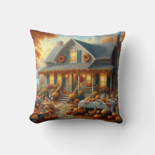 Feiern Sie den Herbstschwung mit gemütlichem Charm Kissen (Vorderseite)