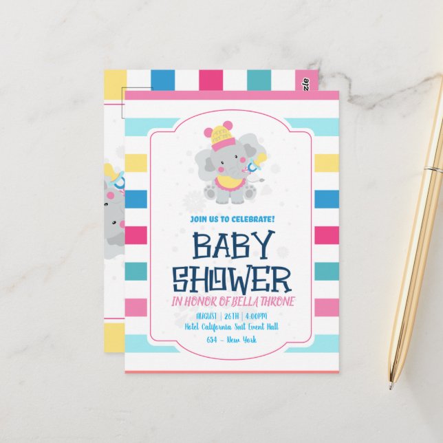 Feiern Sie die Ankunft Ihres kleinen Wunders! Postkarte (Vorderseite/Rückseite Beispiel)