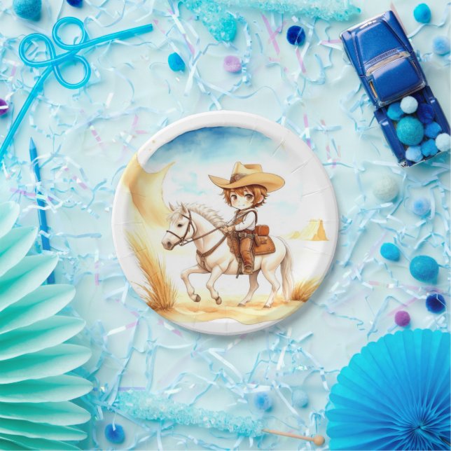 Feiern Sie die kleine Cowboy-Babydusche Pappteller (Party)