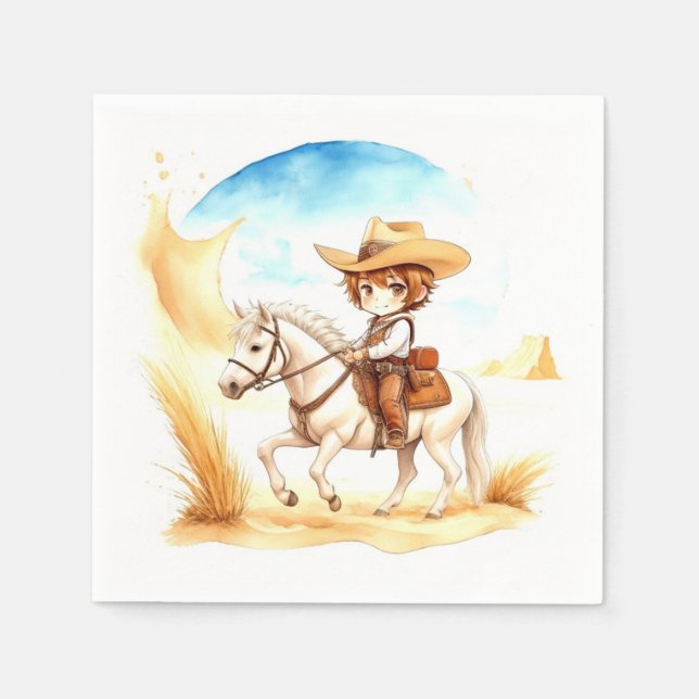 Feiern Sie die kleine Cowboy-Babydusche Serviette (Vorderseite)
