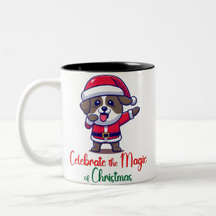 Feiern Sie die Magie des Weihnachtshundes Zweifarbige Tasse