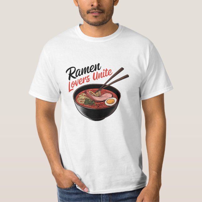 Feiern Sie die Noodle-Liebe mit Ramen Designs T-Shirt (Vorderseite)