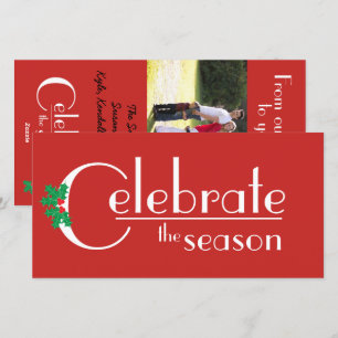 Feiern Sie die Saisonweiße auf der roten Flachkart Feiertagskarte