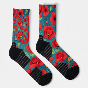 Feiern Sie die Schönheit des Lebens mit Mohn-Blume Socken