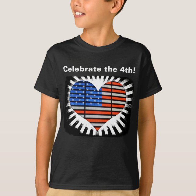 Feiern Sie die vierte amerikanische Flagge T-Shirt (Vorderseite)