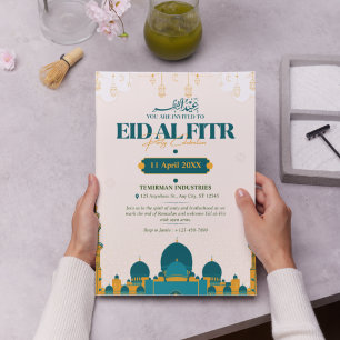 Feiern Sie Eid stilvoll! Moderne illustrative Eid Einladung