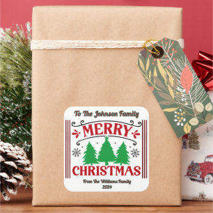 Feiern Sie ein frohes Weihnachtsfest mit festliche Quadratischer Aufkleber