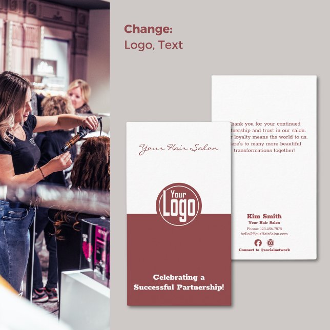 Feiern Sie eine Partnerhair Stylist Vielen Dank Visitenkarte (Celebrating a Partnership Hair Stylist Thank You Business Card)