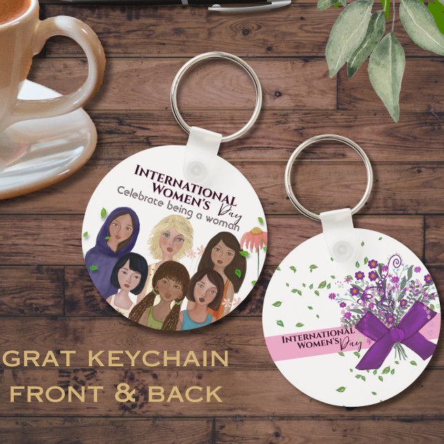 Feiern Sie Frauentage-Portraits Schlüsselanhänger (Celebrate Women's Day Portraits Keychain)