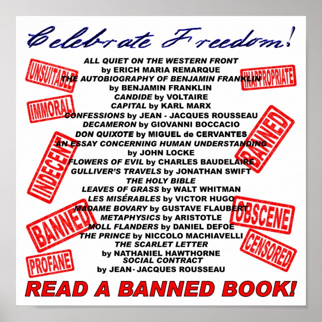 Feiern Sie Freiheit! Lies ein BANNED-Buch! (Selbst Poster (Vorne)