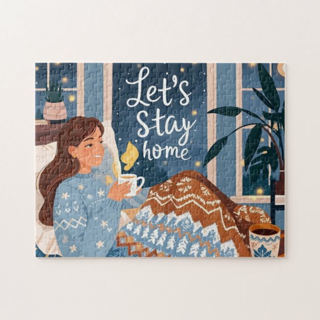 Feiern Sie gemütliche Nächte aus Strickdecke Puzzle (Horizontal)