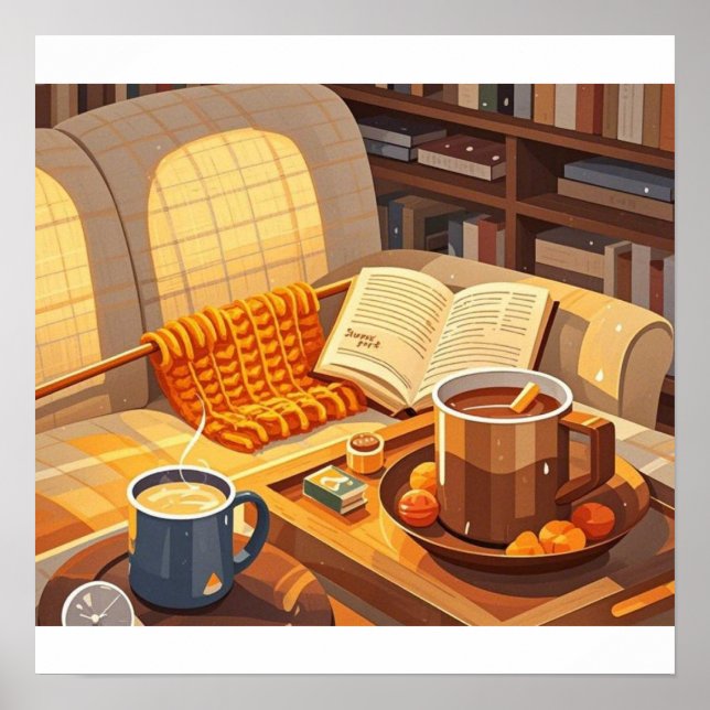 Feiern Sie gemütliche Nächte aus Strickdecke und w Poster (Vorne)