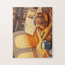 Feiern Sie gemütliche Nächte aus Strickdecke und w Puzzle