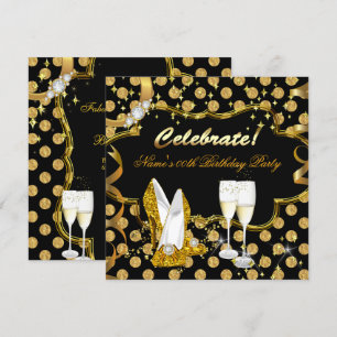 Feiern Sie Gold Faux Folie Punkte Hochhackige Part Einladung