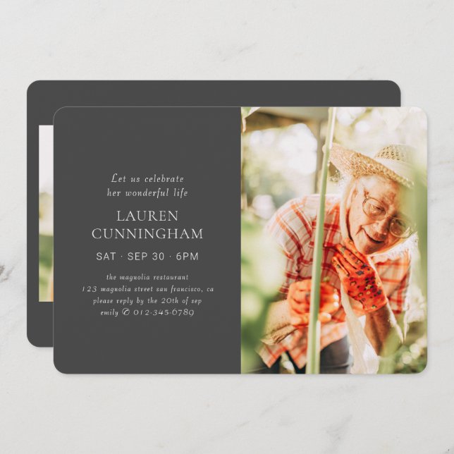 Feiern Sie Ihr Leben Modernes, einfaches Minimalis Einladung (Vorne/Hinten)