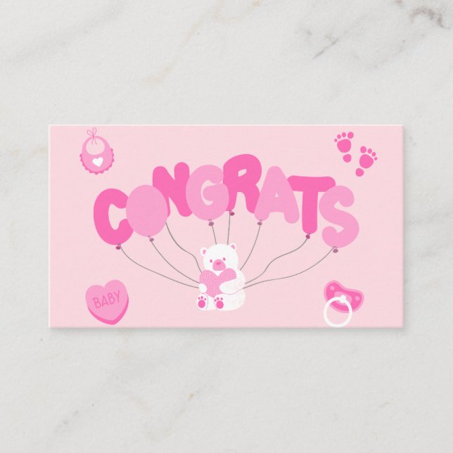 Feiern Sie Ihr neues Baby-Mädchen mit einem rosa G Visitenkarte (Vorderseite)