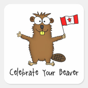 Feiern Sie Ihre Biber-Aufkleber Quadratischer Aufkleber