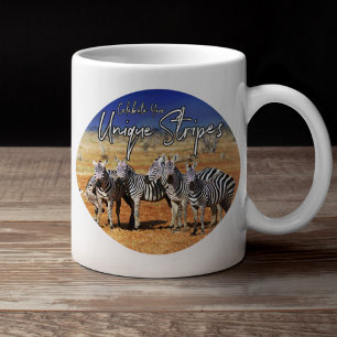 "Feiern Sie Ihre einzigartigen Streifen" Zebra Art Kaffeetasse
