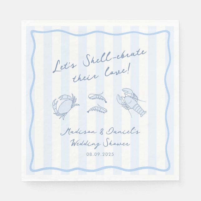 Feiern Sie ihre Liebe - Meeresfrüchte-Hochzeitsdus Serviette (Vorderseite)
