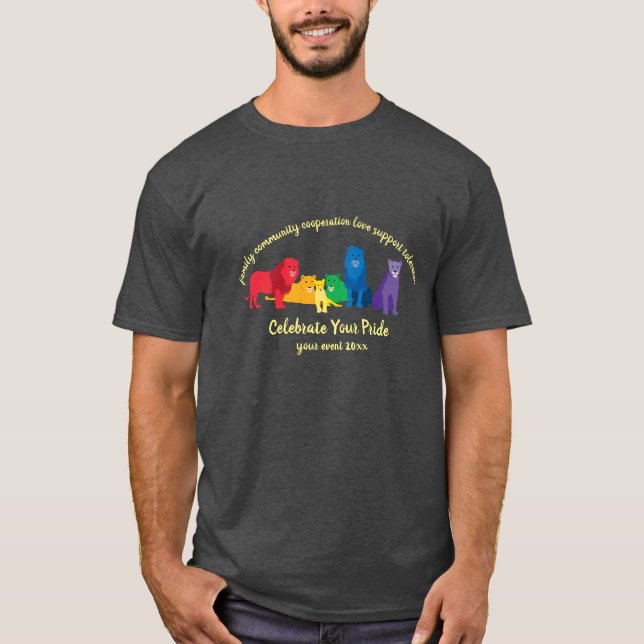 Feiern Sie Ihren Pride-Rainbow-Löwe T-Shirt (Vorderseite)