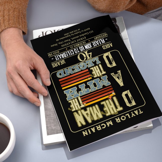 Feiern Sie jedes Alter: Der Mann, der Mythos, die  Einladung (Editable Gold "Man, Myth, Legend" Birthday Invitation)