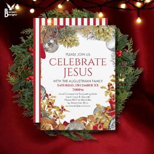 FEIERN SIE JESUS Christlicher Kranz Weihnachtsfeie Einladung