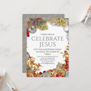 FEIERN SIE JESUS Christlicher Kranz Weihnachtsfeie Einladung