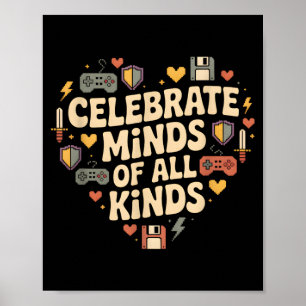 Feiern Sie Köpfe aller Art Autismus Inklusion SPED Poster