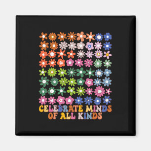 Feiern Sie Köpfe aller Art Groovy Flower Autismus Magnet