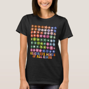 Feiern Sie Köpfe aller Art Groovy Flower Autismus T-Shirt