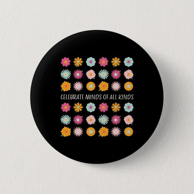 Feiern Sie Köpfe aller Art Neurodiversität Adhs A Button (Vorderseite)
