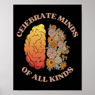 Feiern Sie Köpfe aller Art Neurodiversität Autismu Poster