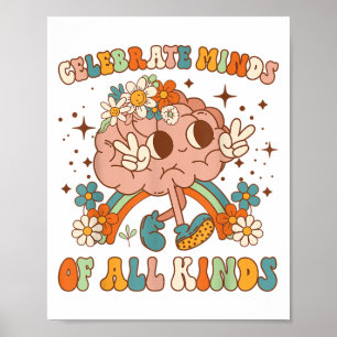 Feiern Sie Köpfe aller Art Neurodiversität Mental Poster