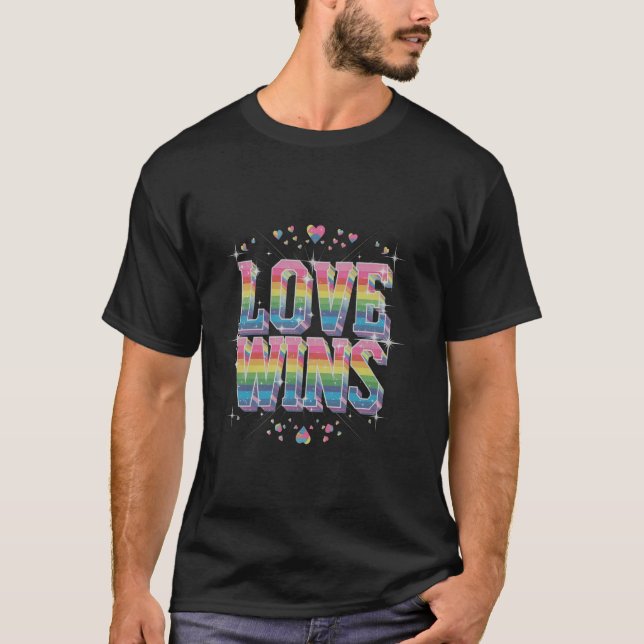 Feiern Sie Liebe Siegt in Regenbogenfarben Pride P T-Shirt (Vorderseite)