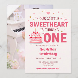 Feiern Sie Little Sweetheart zum ersten Geburtstag Einladung
