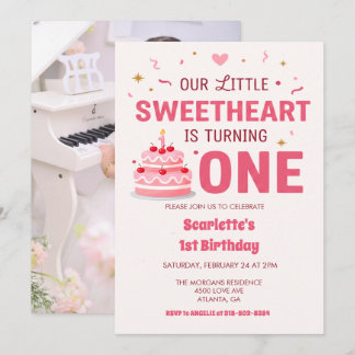 Feiern Sie Little Sweetheart zum ersten Geburtstag Einladung
