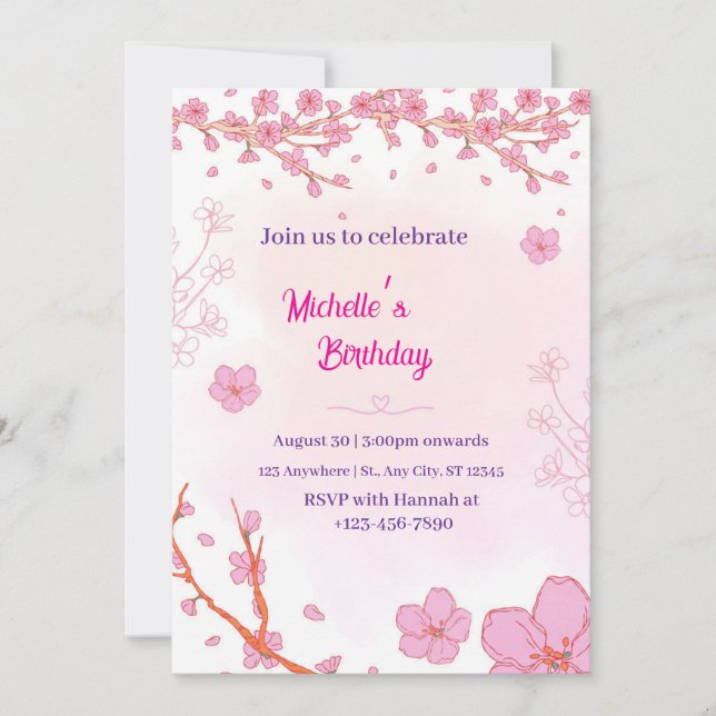 Feiern Sie Michelle's Geburtstag mit uns Einladung (Vorderseite)