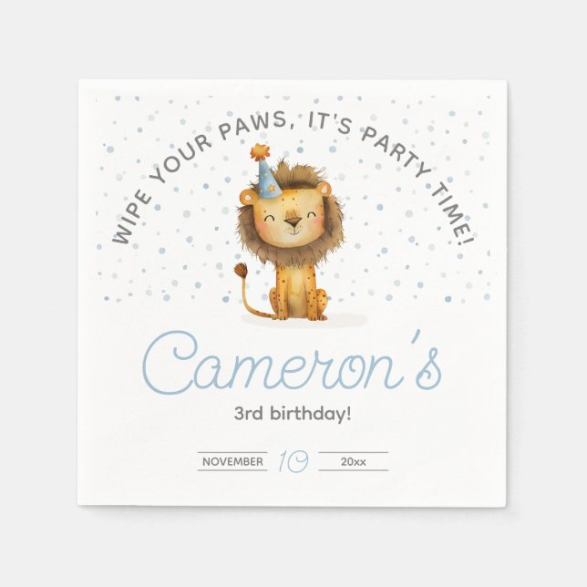 Feiern Sie mit einem Roar! Jungs Löwe zum Geburtst Serviette (Vorderseite)