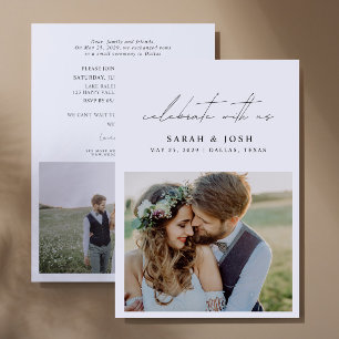 Feiern Sie mit uns 2 Foto Hochzeitsempfang Ankündigung