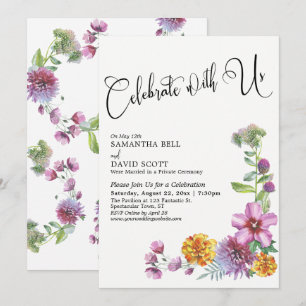 Feiern Sie Mit Uns Aquarell-Wildblumen-Empfang Einladung