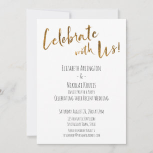 Feiern Sie mit uns! Casual Gold Schriftzug-Empfang Einladung