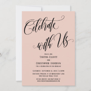 Feiern Sie mit Uns Elaborate Script Blush Rosa Einladung