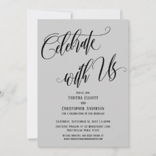 Feiern Sie mit uns Elaborate Script Grau Einladung