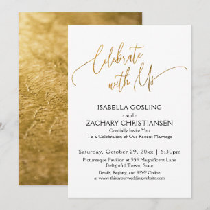 Feiern Sie mit Uns Elegante Gold Schrift Party Einladung